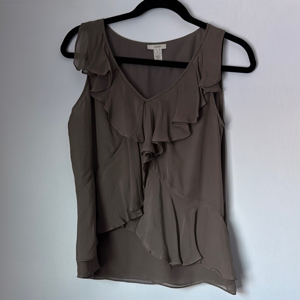 J. Crew Sleeveless Silk Ruffle Top